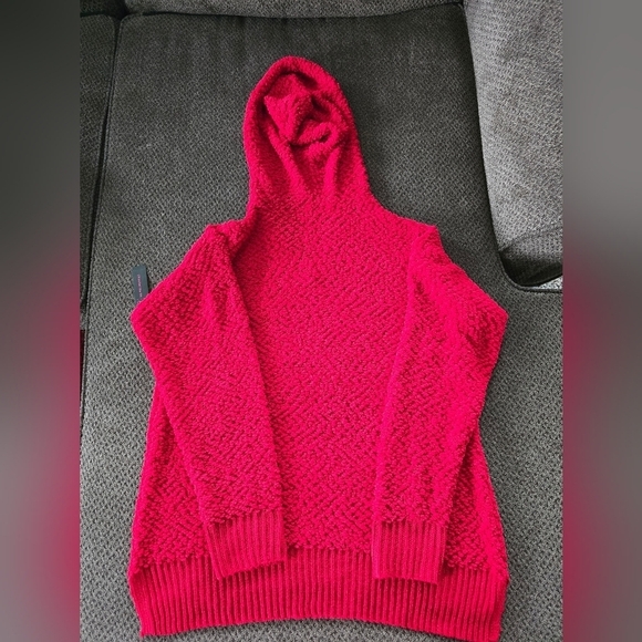 No Boundaries Sweater Women 2X Plus Red Textured Pullover Long Sleeve Hoodie New - Picture 10 of 11